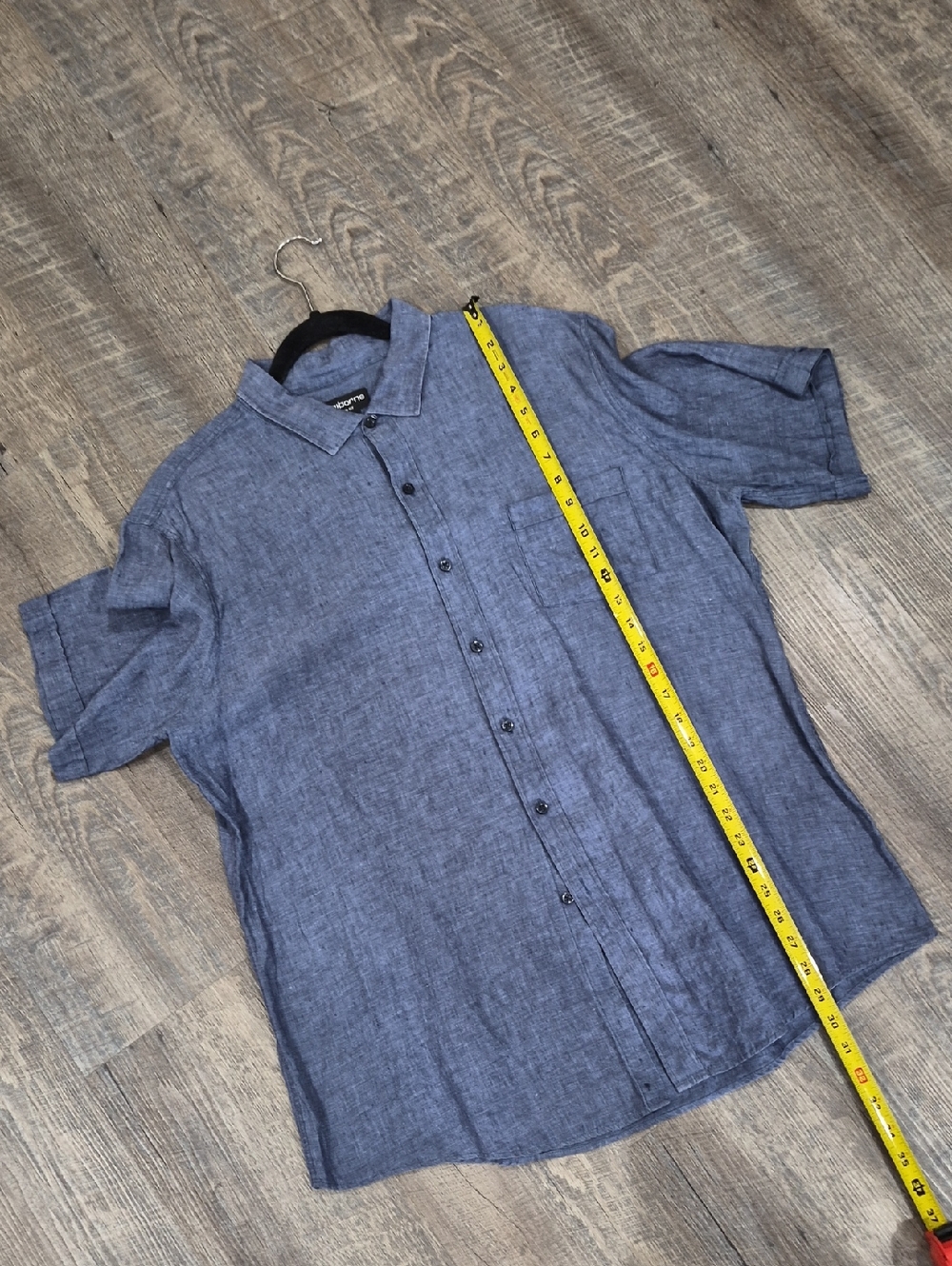 Claiborne Linen Short Sleeve Button-Down Shirt - Blue